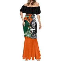 New Zealand and Ireland Rugby Mermaid Dress Silver Fern With Shamrock 2023 World Cup LT01 - Polynesian Pride