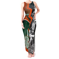 New Zealand and Ireland Rugby Tank Maxi Dress Silver Fern With Shamrock 2023 World Cup LT01 Women Art - Polynesian Pride
