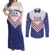 Custom Toa Samoa Rugby Couples Matching Off Shoulder Maxi Dress and Long Sleeve Button Shirt 1992-1993 Special Edition - Polynesian Pride