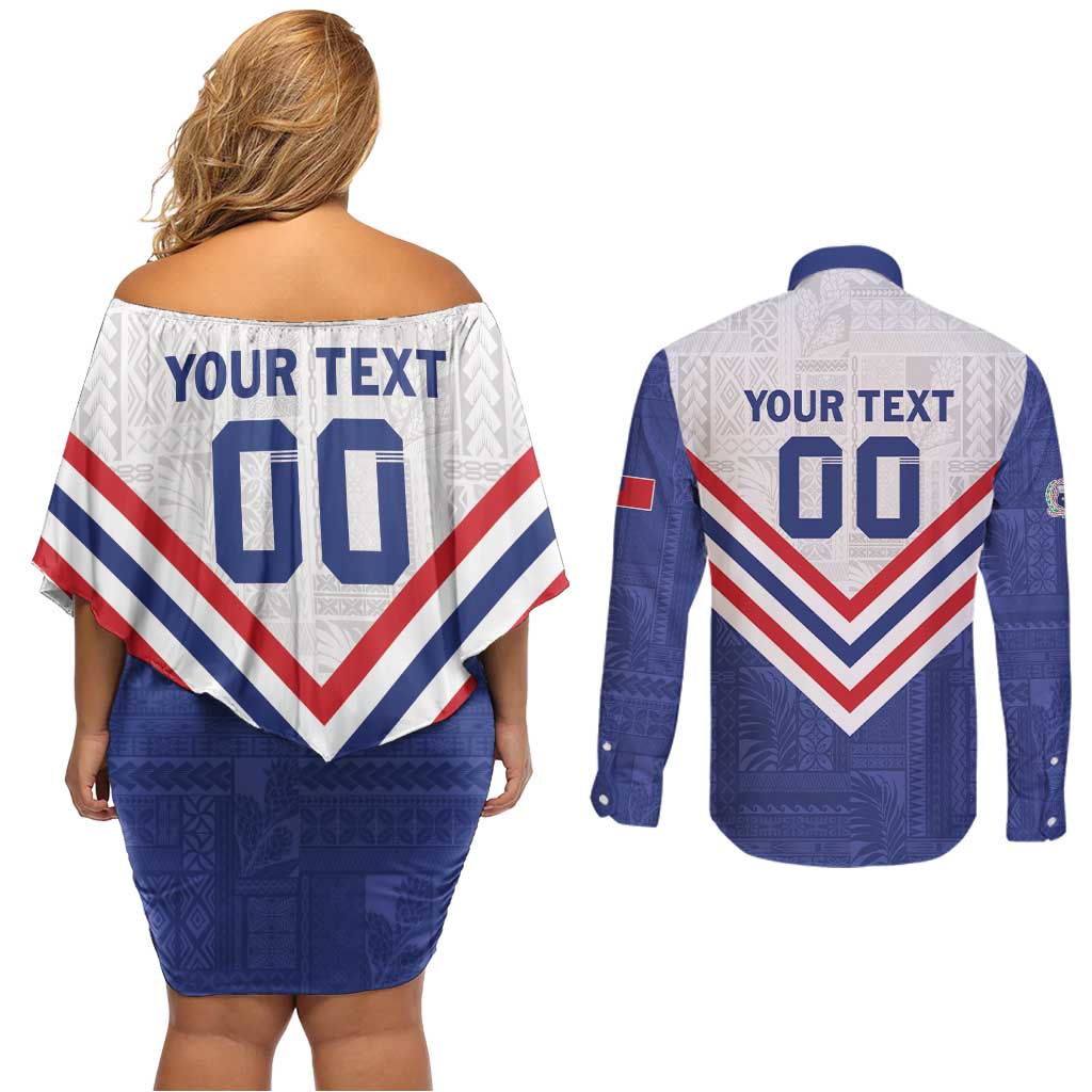 Custom Toa Samoa Rugby Couples Matching Off Shoulder Short Dress and Long Sleeve Button Shirt 1992-1993 Special Edition - Polynesian Pride