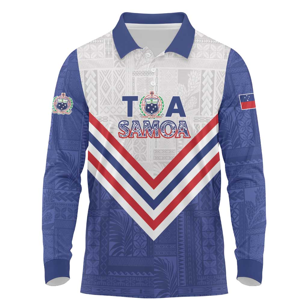 Custom Toa Samoa Rugby Long Sleeve Polo Shirt 1992-1993 Special Edition - Polynesian Pride