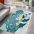 Maori Manta Ray Plumeria Teal Area Rug