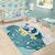 Maori Manta Ray Plumeria Teal Area Rug