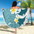 Maori Manta Ray Plumeria Teal Beach Blanket