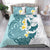 Maori Manta Ray Plumeria Teal Bedding Set