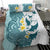 Maori Manta Ray Plumeria Teal Bedding Set