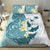 Maori Manta Ray Plumeria Teal Bedding Set