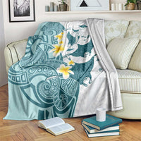 Maori Manta Ray Plumeria Teal Blanket LT01 Teal - Polynesian Pride