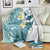 Maori Manta Ray Plumeria Teal Blanket