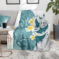 Maori Manta Ray Plumeria Teal Blanket LT01 - Polynesian Pride
