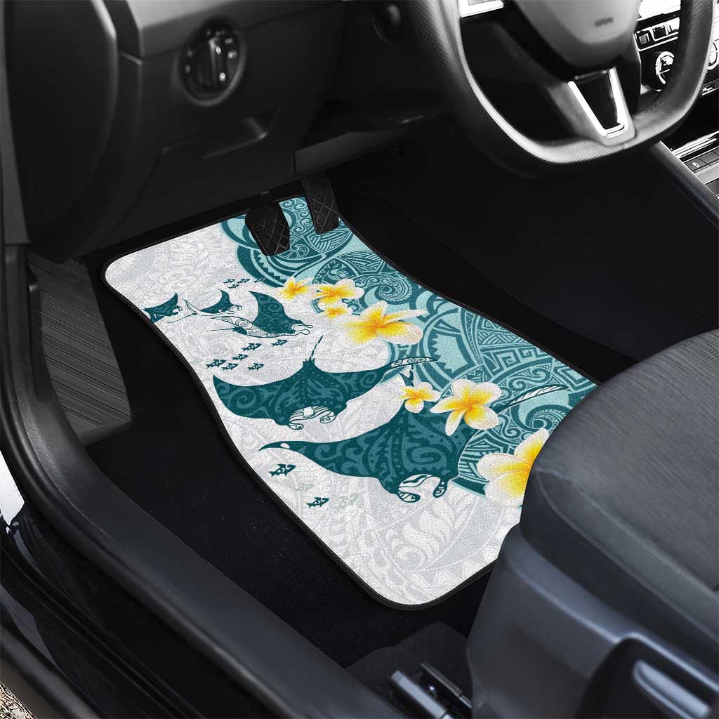 Maori Manta Ray Plumeria Teal Car Mats LT01 - Polynesian Pride