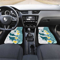 Maori Manta Ray Plumeria Teal Car Mats LT01 Set 2pcs - Front Teal - Polynesian Pride