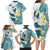 Maori Manta Ray Plumeria Teal Family Matching Long Sleeve Bodycon Dress and Hawaiian Shirt