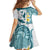 Maori Manta Ray Plumeria Teal Family Matching Off The Shoulder Long Sleeve Dress and Hawaiian Shirt