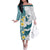 Maori Manta Ray Plumeria Teal Family Matching Off The Shoulder Long Sleeve Dress and Hawaiian Shirt