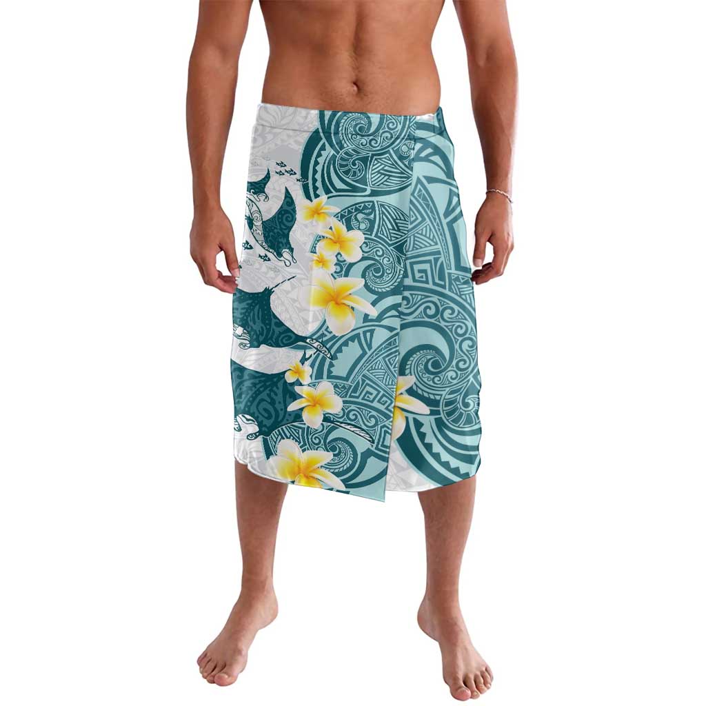 Maori Manta Ray Plumeria Teal Lavalava LT01 Teal - Polynesian Pride