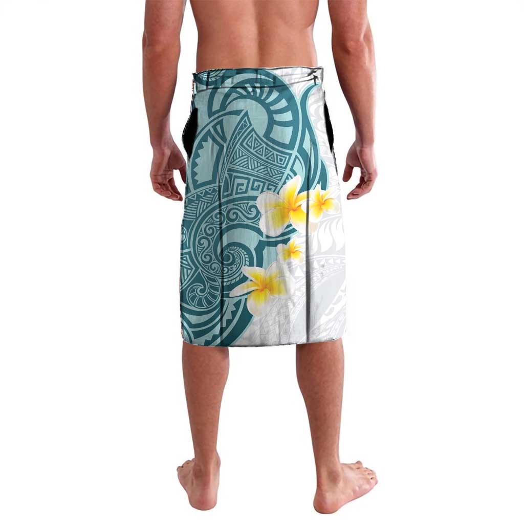 Maori Manta Ray Plumeria Teal Lavalava LT01 - Polynesian Pride