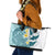 Maori Manta Ray Plumeria Teal Leather Tote Bag