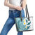 Maori Manta Ray Plumeria Teal Leather Tote Bag