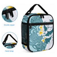 Maori Manta Ray Plumeria Teal Lunch Bag LT01 - Polynesian Pride