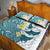 Maori Manta Ray Plumeria Teal Quilt Bed Set