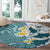 Maori Manta Ray Plumeria Teal Round Carpet