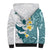 Maori Manta Ray Plumeria Teal Sherpa Hoodie