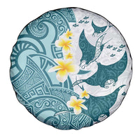 Maori Manta Ray Plumeria Teal Spare Tire Cover LT01 - Polynesian Pride