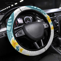 Maori Manta Ray Plumeria Teal Steering Wheel Cover LT01 Universal Fit Teal - Polynesian Pride