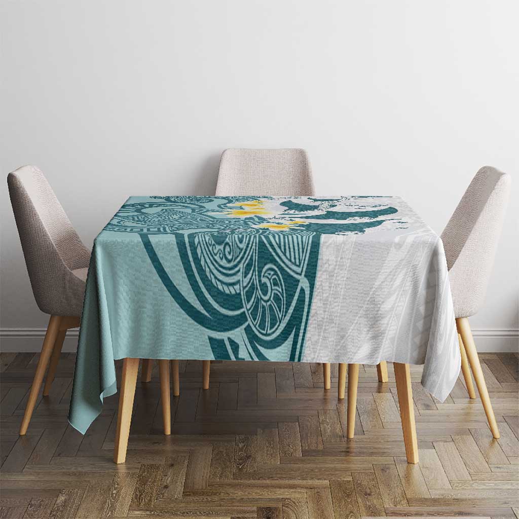 Maori Manta Ray Plumeria Teal Tablecloth LT01 - Polynesian Pride