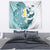 Maori Manta Ray Plumeria Teal Tapestry