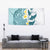 Maori Manta Ray Plumeria Teal Tapestry