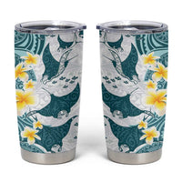 Maori Manta Ray Plumeria Teal Tumbler Cup LT01 Teal - Polynesian Pride