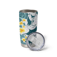 Maori Manta Ray Plumeria Teal Tumbler Cup LT01 - Polynesian Pride