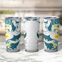 Maori Manta Ray Plumeria Teal Tumbler Cup LT01 - Polynesian Pride