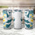 Maori Manta Ray Plumeria Teal Tumbler Cup