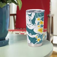 Maori Manta Ray Plumeria Teal Tumbler Cup LT01 - Polynesian Pride