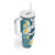 Maori Manta Ray Plumeria Teal Tumbler With Handle