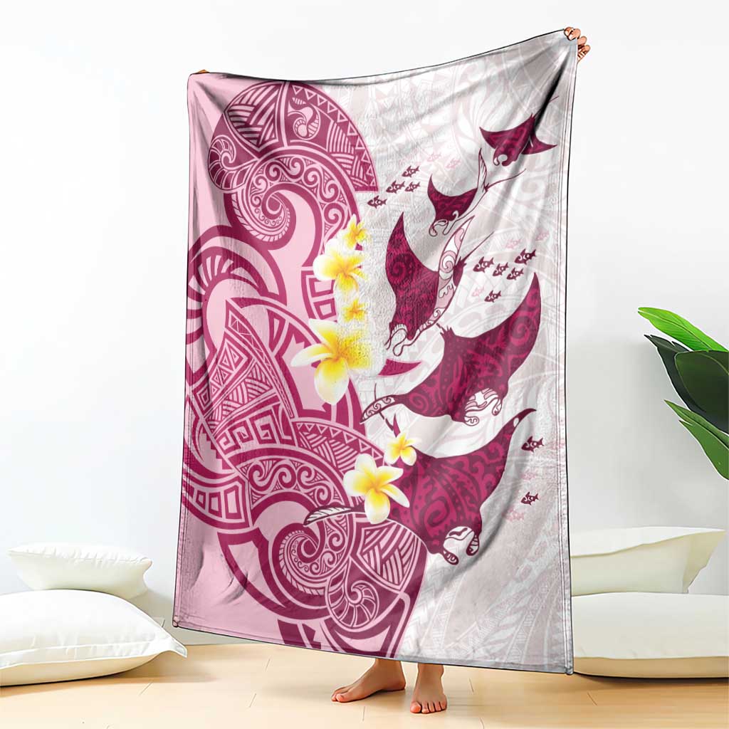 Maori Manta Ray Plumeria Royal Pink Blanket LT01 - Polynesian Pride