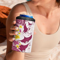 Maori Manta Ray Plumeria Royal Pink 4 in 1 Can Cooler Tumbler
