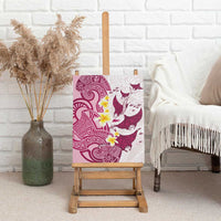 Maori Manta Ray Plumeria Royal Pink Canvas Wall Art LT01 - Polynesian Pride