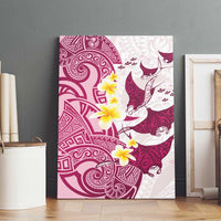 Maori Manta Ray Plumeria Royal Pink Canvas Wall Art LT01 - Polynesian Pride