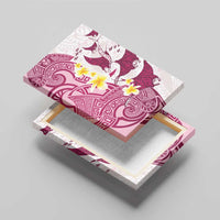 Maori Manta Ray Plumeria Royal Pink Canvas Wall Art LT01 - Polynesian Pride