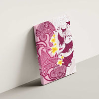 Maori Manta Ray Plumeria Royal Pink Canvas Wall Art LT01 - Polynesian Pride
