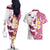 Maori Manta Ray Plumeria Royal Pink Couples Matching Off The Shoulder Long Sleeve Dress and Hawaiian Shirt