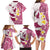 Maori Manta Ray Plumeria Royal Pink Family Matching Long Sleeve Bodycon Dress and Hawaiian Shirt