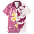 Maori Manta Ray Plumeria Royal Pink Family Matching Long Sleeve Bodycon Dress and Hawaiian Shirt