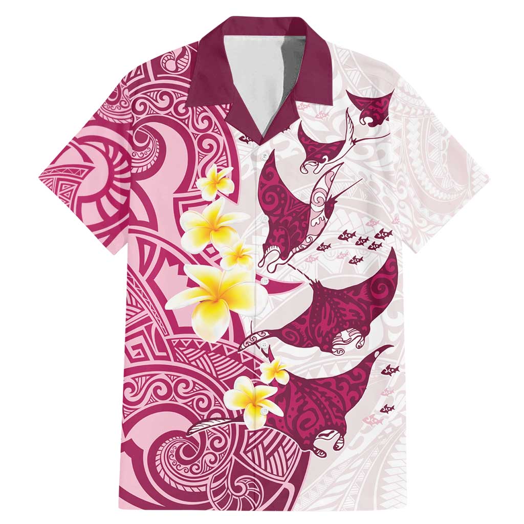 Maori Manta Ray Plumeria Royal Pink Family Matching Mermaid Dress and Hawaiian Shirt