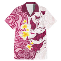 Maori Manta Ray Plumeria Royal Pink Family Matching Mermaid Dress and Hawaiian Shirt