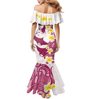 Maori Manta Ray Plumeria Royal Pink Family Matching Mermaid Dress and Hawaiian Shirt